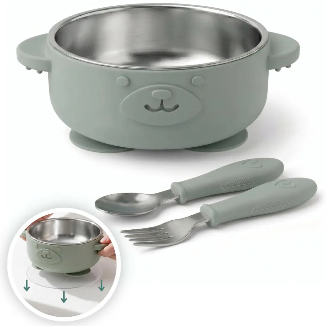 Broemba RVS Baby Bord met Zuignap & Bestek