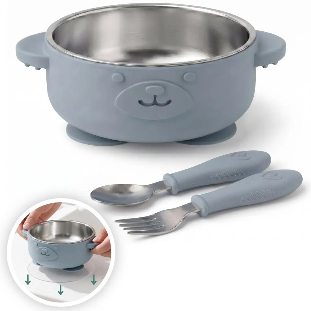Broemba RVS Baby Bord met Zuignap & Bestek