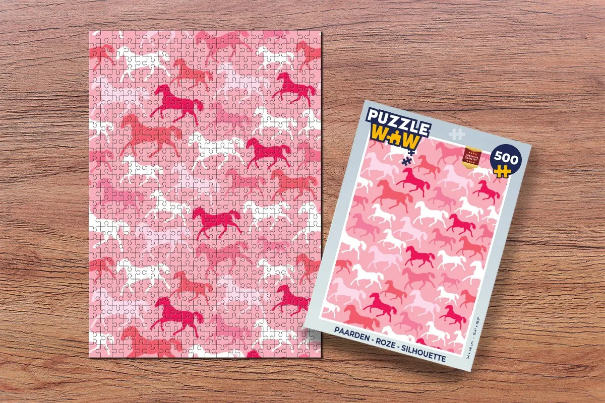 PuzzleWow Paarden Silhouette Legpuzzel 500 Stuks - Multicolor