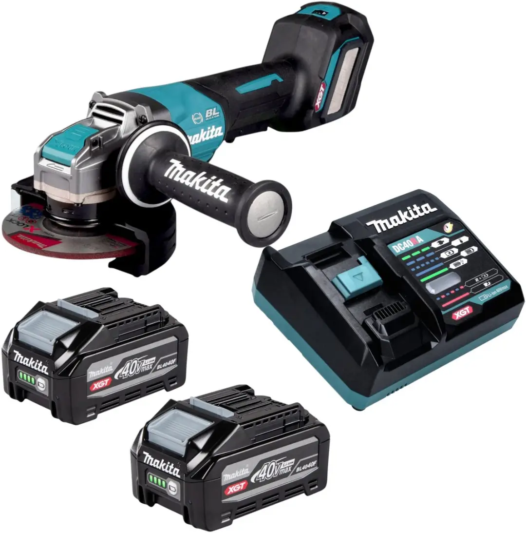 Makita GA 044 GU201 accu-haakse slijper 40 V max. 125 mm X-LOCK borstelloos + 2x