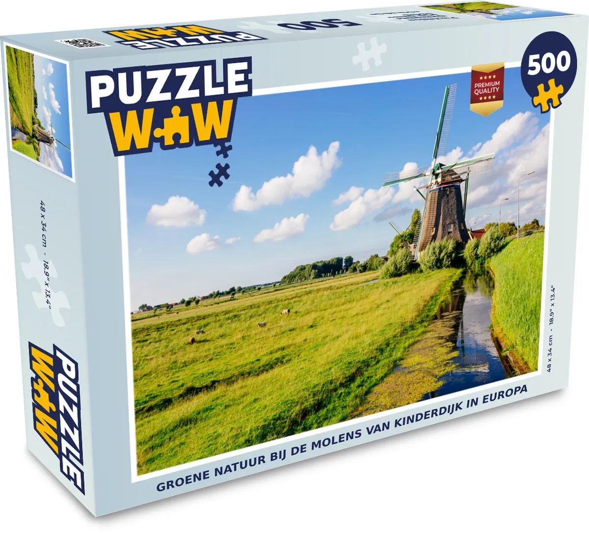 PuzzleWow Molen Gras Nederland Legpuzzel 500 Stuks