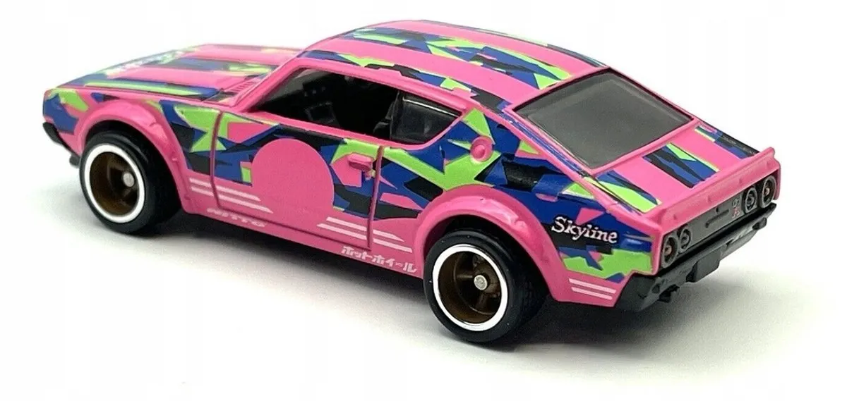 Hot Wheels Neon Speeders Nissan Skyline 2000GT-R 1:64 - Blauw/ Groen/ Roze
