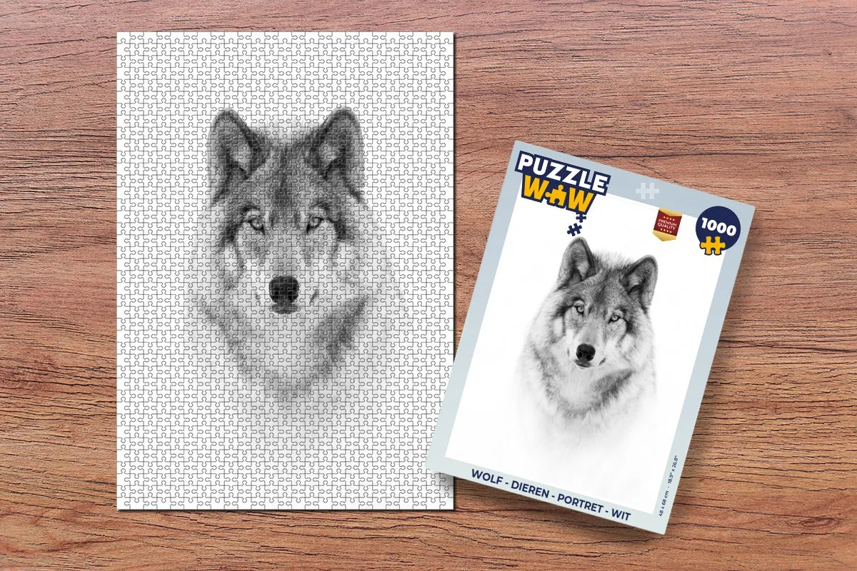 PuzzleWow Wolf Dierenportret Puzzel 1000 Stuks - Multicolor