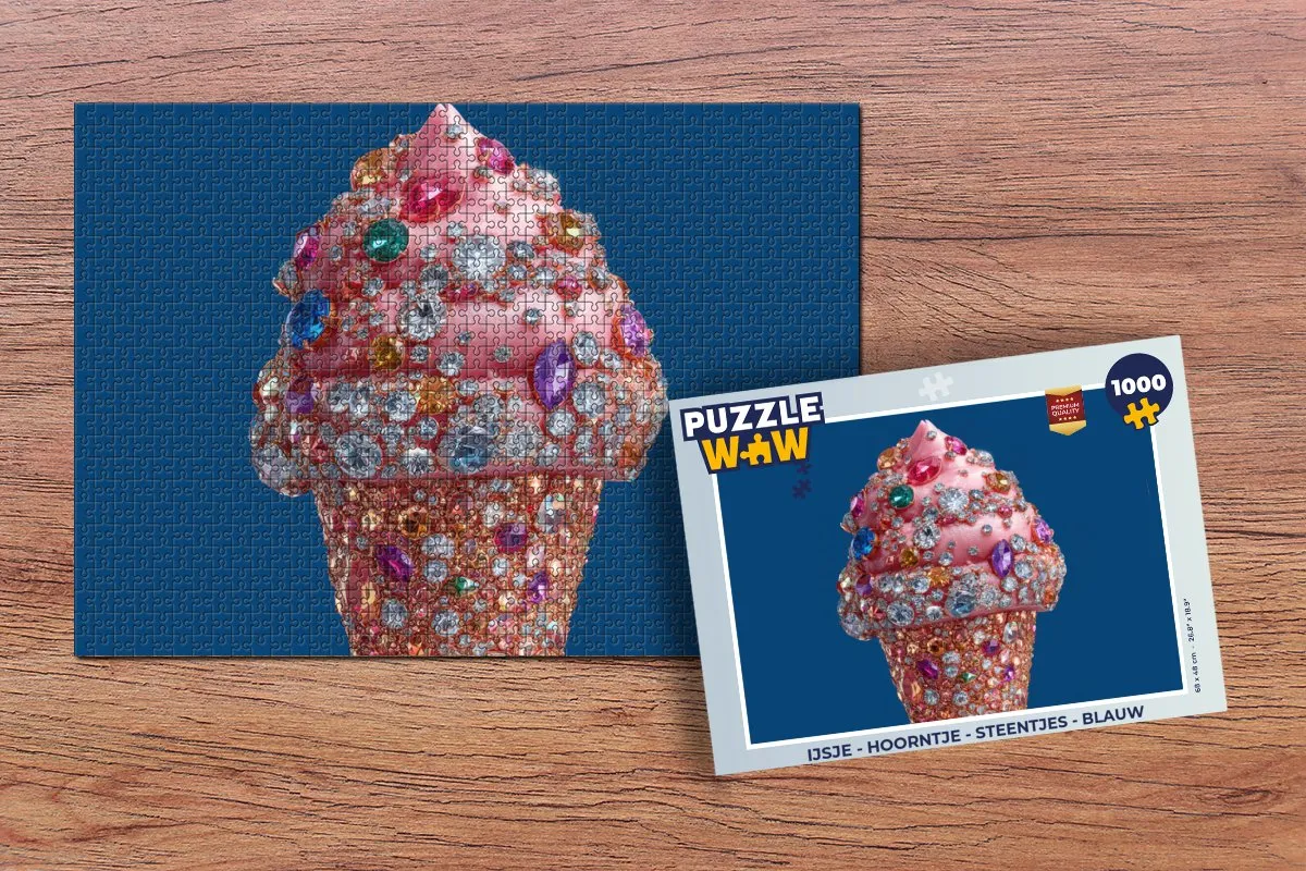 PuzzleWow IJsje Hoorntje Steentjes Legpuzzel 1000 Stuks - Blauw