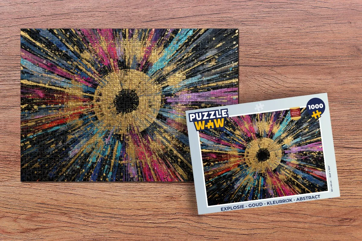 PuzzleWow Explosie Legpuzzel 1000 Stuks - Goud/Kleurrijk/Abstract