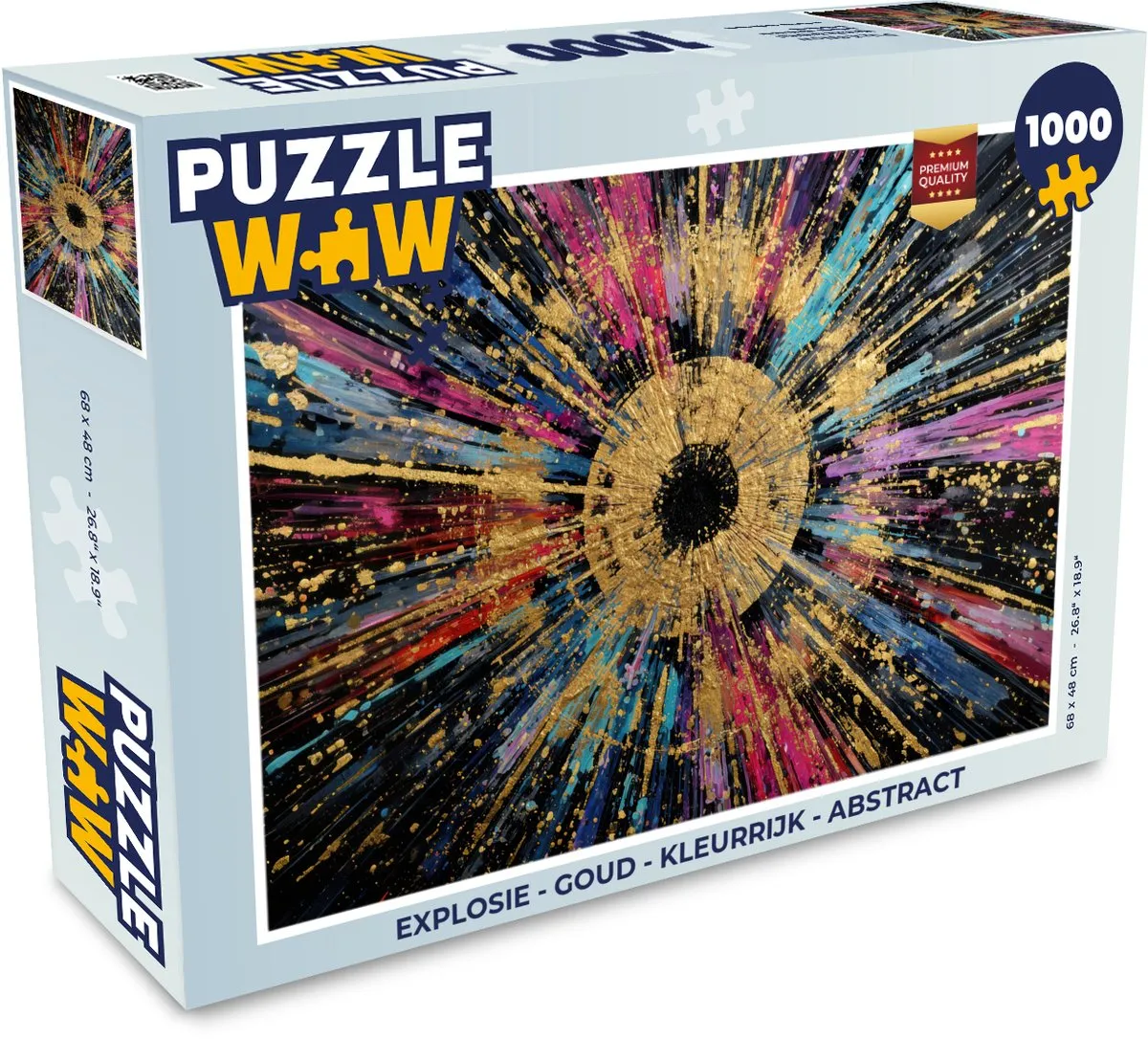 PuzzleWow Explosie Legpuzzel 1000 Stuks - Goud/Kleurrijk/Abstract