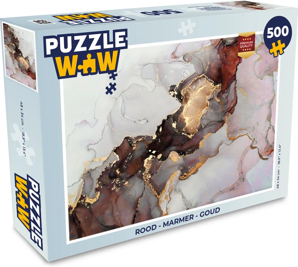 PuzzleWow Rood Marmerprint Legpuzzel 500 Stuks - 7450123320449