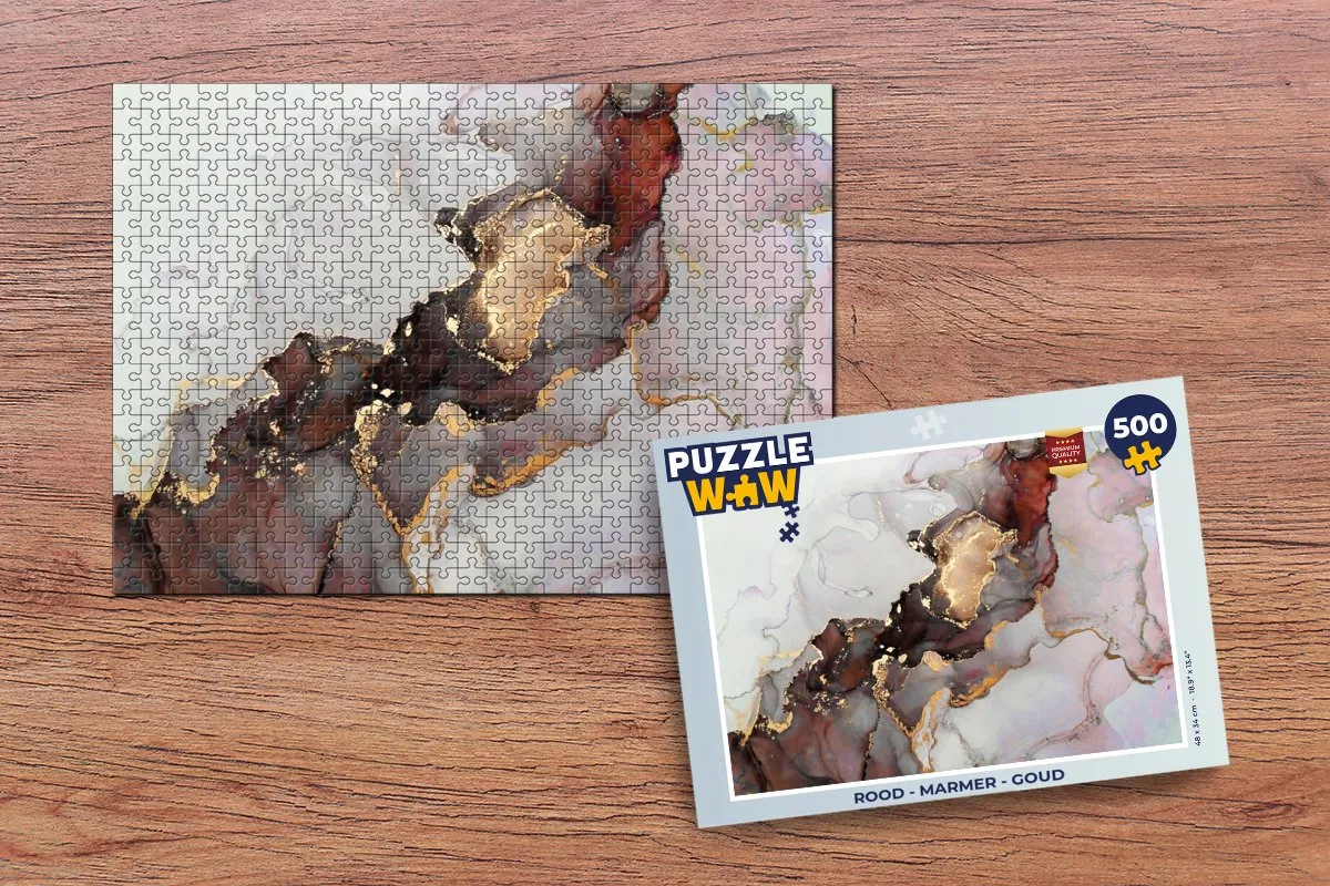 PuzzleWow Rood Marmerprint Legpuzzel 500 Stuks - 7450123320449