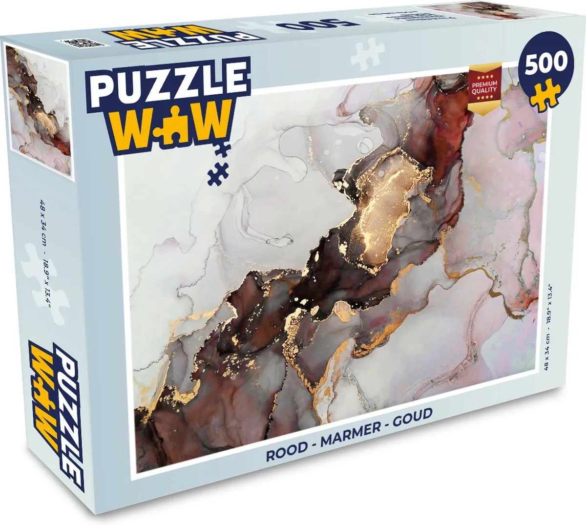 PuzzleWow Rood Marmerprint Legpuzzel 500 Stuks