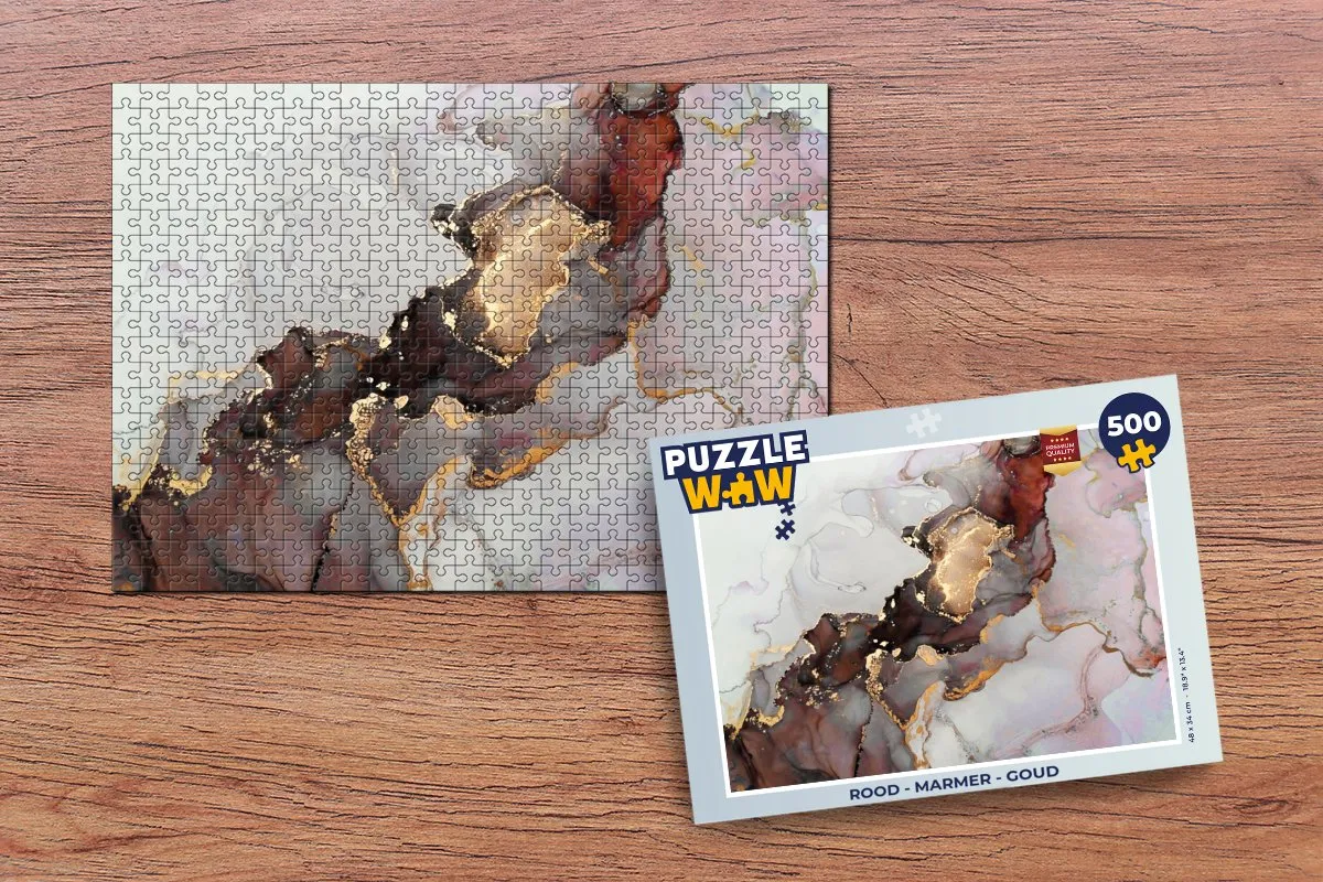 PuzzleWow Rood Marmerprint Legpuzzel 500 Stuks - 7450123320449