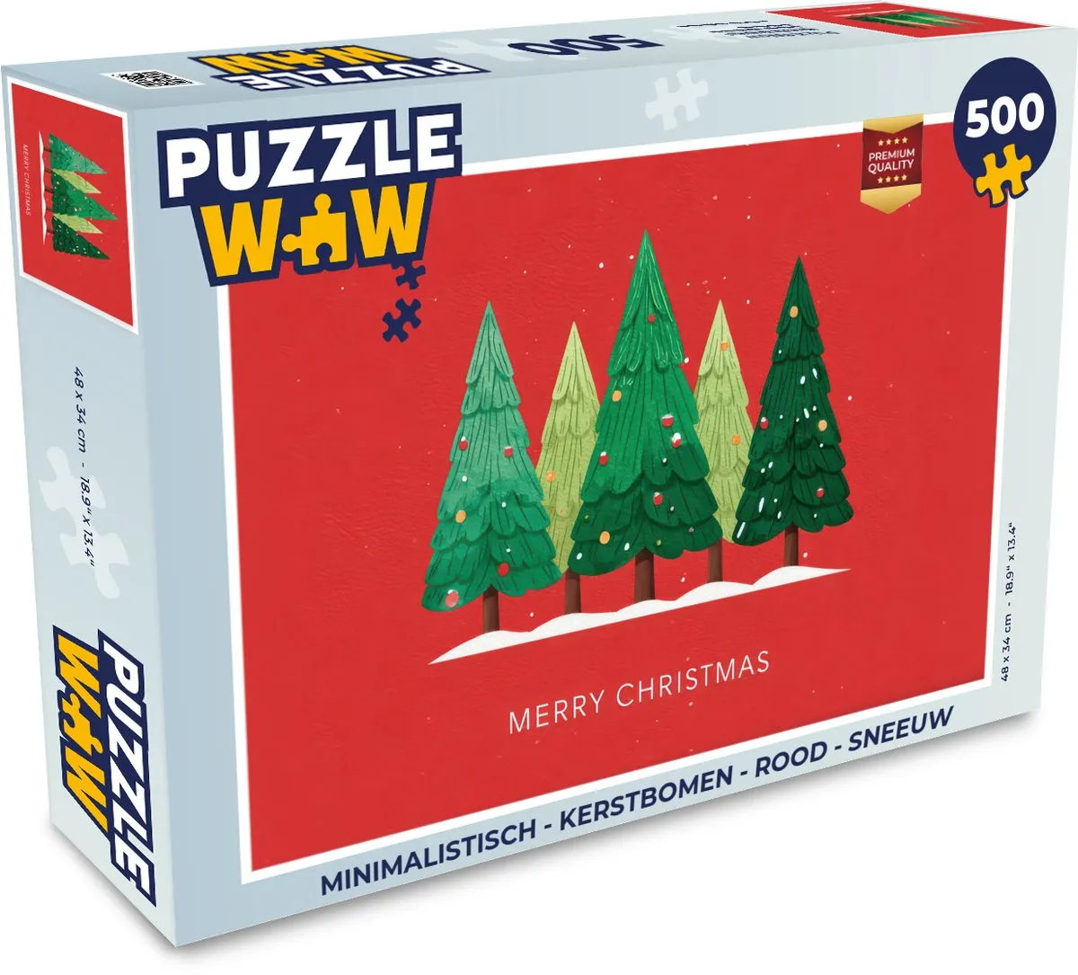 PuzzleWow Minimalistisch Kerstboom Puzzle 500 Stuks - Rood