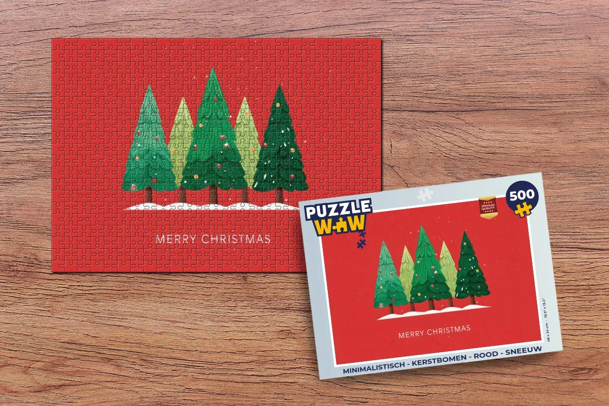 PuzzleWow Minimalistisch Kerstboom Puzzle 500 Stuks - Rood