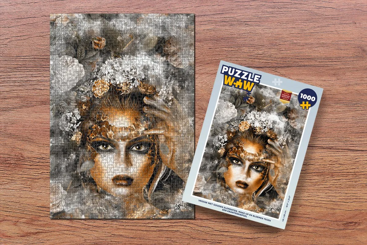 PuzzleWow Vrouwen Make-up Bloem Legpuzzel 1000 Stuks - Multicolor