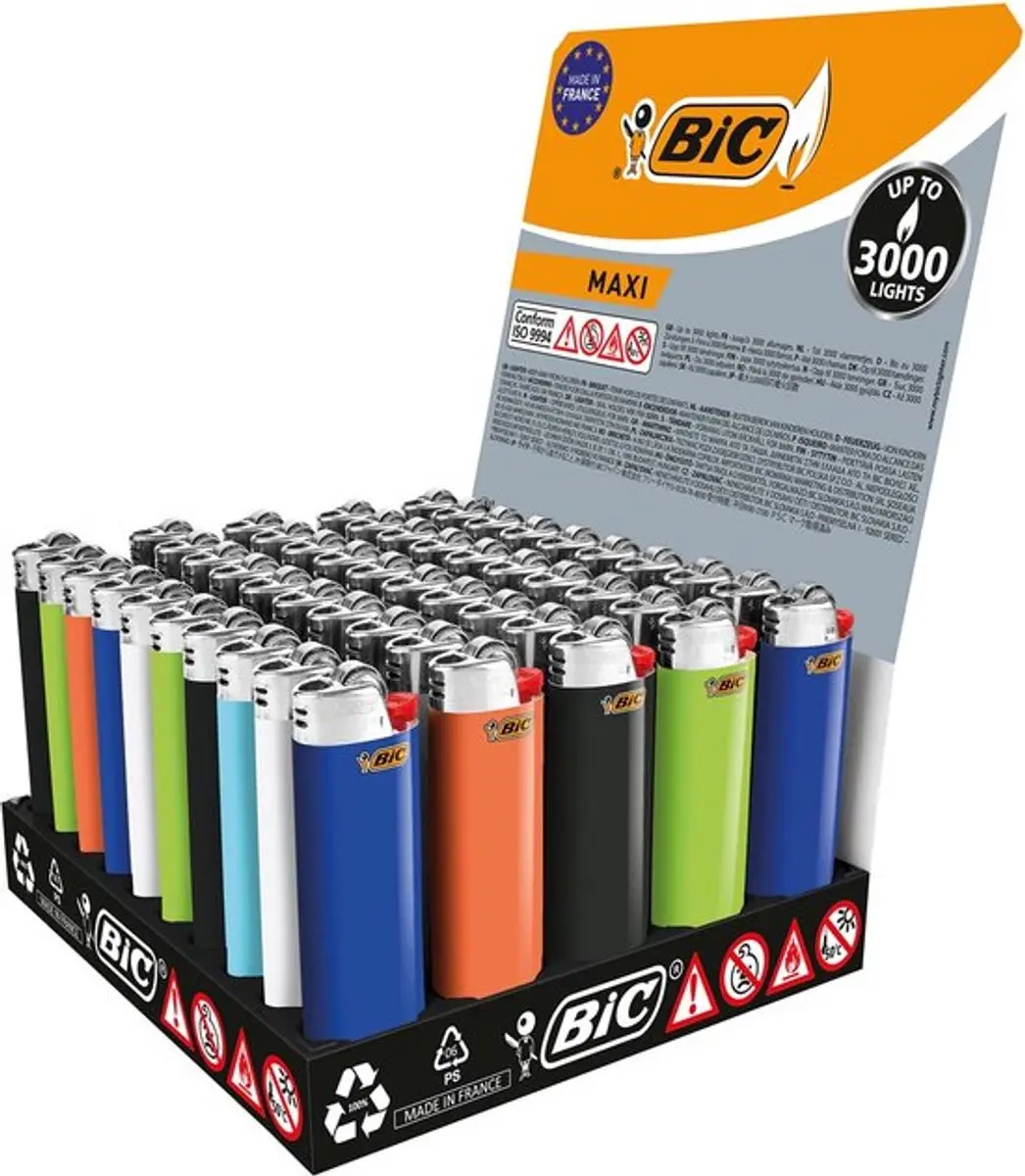 BIC® Maxi J6 Vuursteen aanstekers Display (50 stuks)