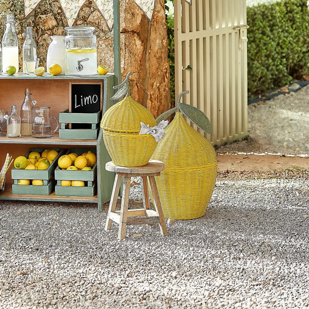 Loberon Aelindria Mand Set 2 Stuks - Ø35cm - Geel/ Groen - afbeelding 4 van 5
