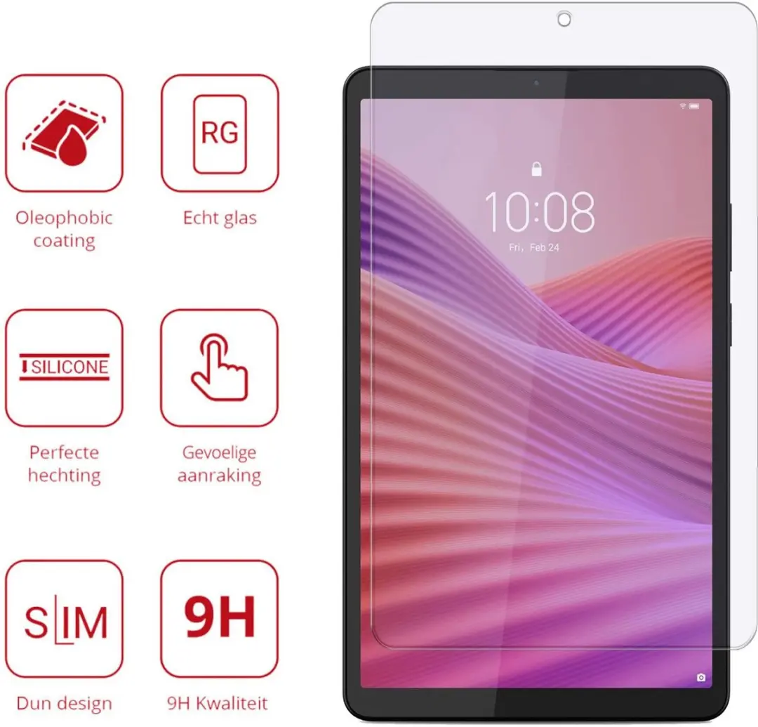 Rosso Screen Protector 262799 - Lenovo Tab One - 9H Glas - Transparant/Red