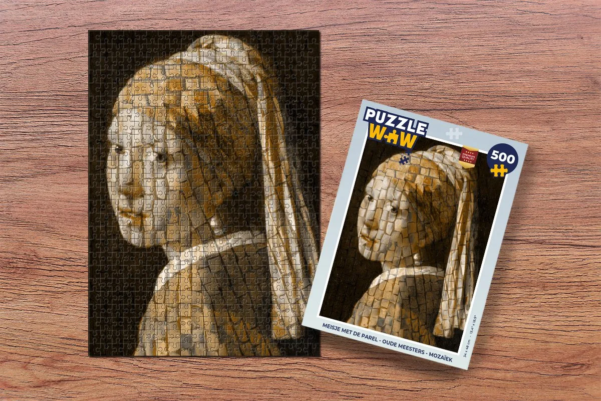 PuzzleWow Meisje met de parel Mozaïek Legpuzzel 500 Stuks - Multicolor