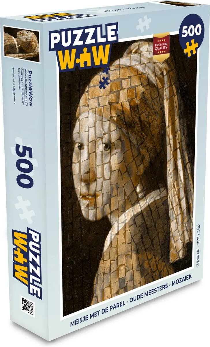 PuzzleWow Meisje met de parel Mozaïek Legpuzzel 500 Stuks