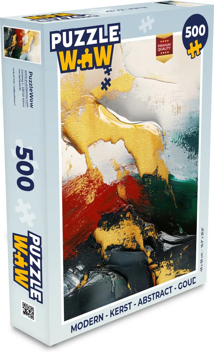 PuzzleWow Kerst Abstract Legpuzzel 500 Stuks - Goud/Rood/ Groen - MPN 8721166929609