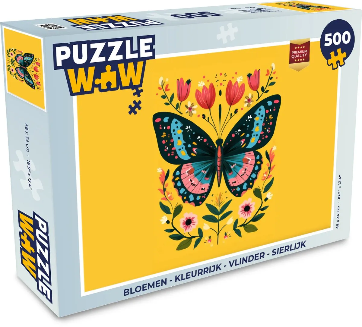 PuzzleWow Bloemen Vlinder Legpuzzel 500 Stuks - MPN 8721414227143
