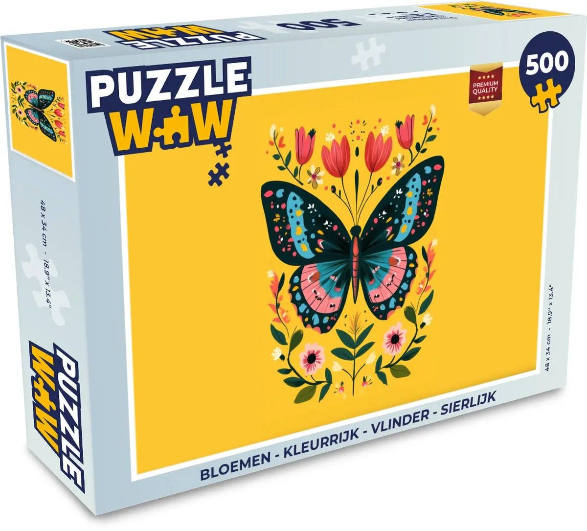 PuzzleWow Bloemen Vlinder Legpuzzel 500 Stuks