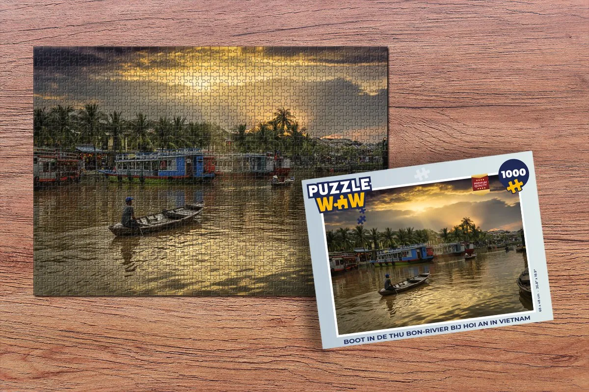 PuzzleWow Legpuzzel Boot in de Thu Bon-rivier Hoi An 1000 Stuks - Multicolor