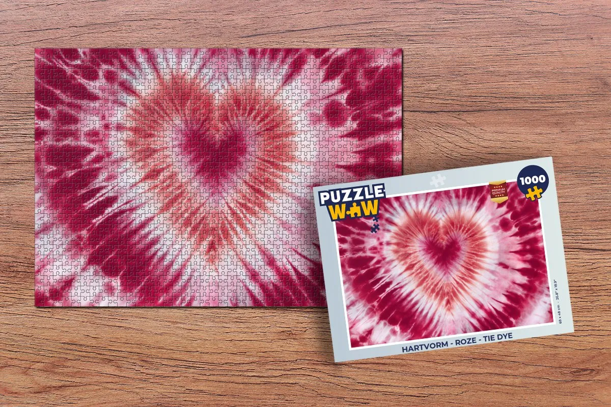 PuzzleWow Hartvorm Tie Dye Legpuzzel 1000 Stukjes