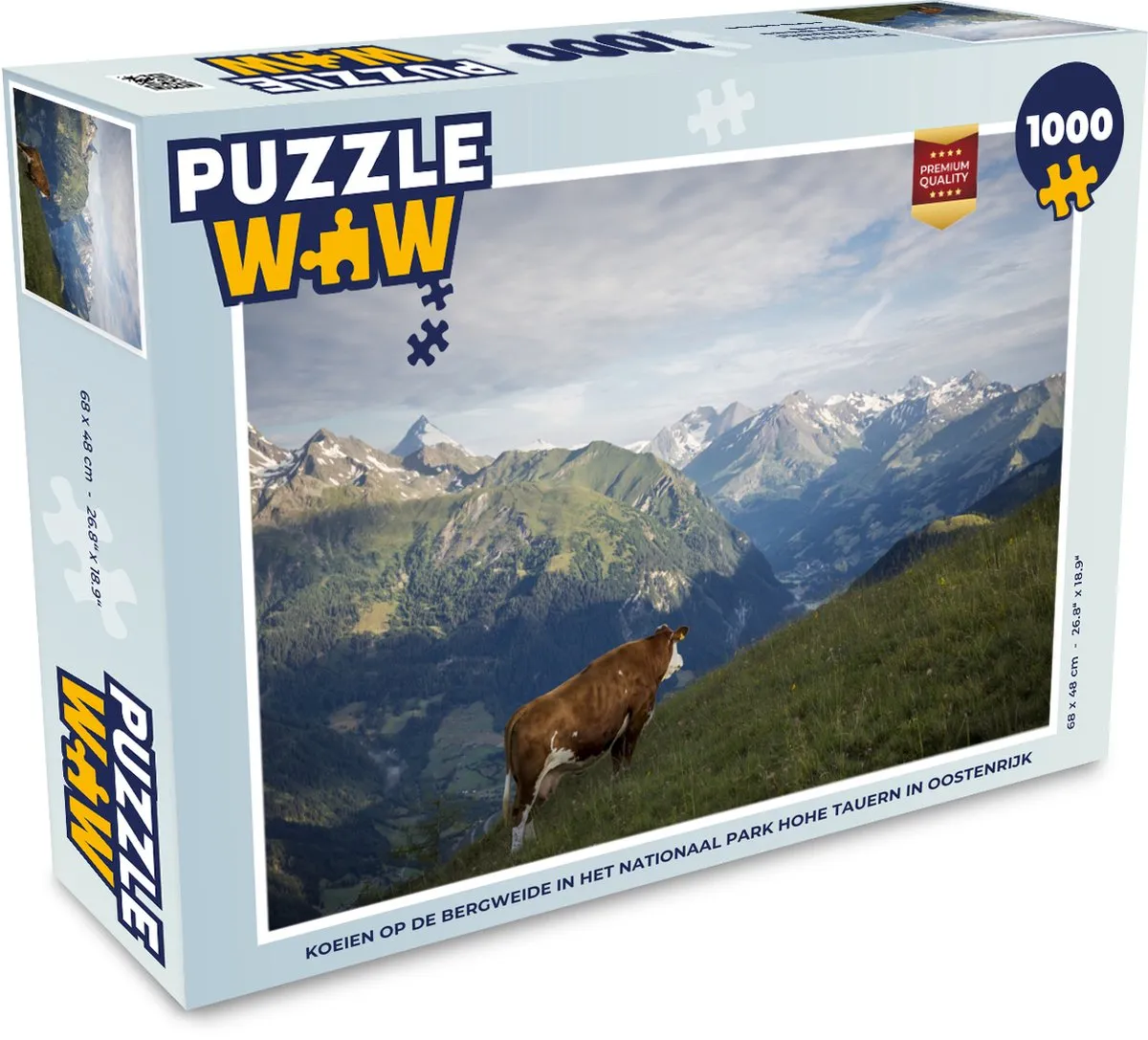 PuzzleWow Legpuzzel Koe op de bergweide Hohe Tauern 1000 Stuks