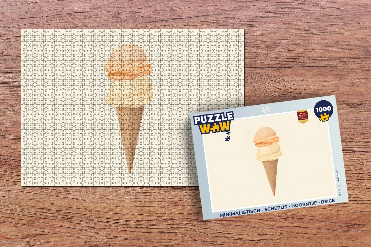 PuzzleWow Minimalistisch Schepijs Hoorntje Legpuzzel 1000 Stuks - Beige