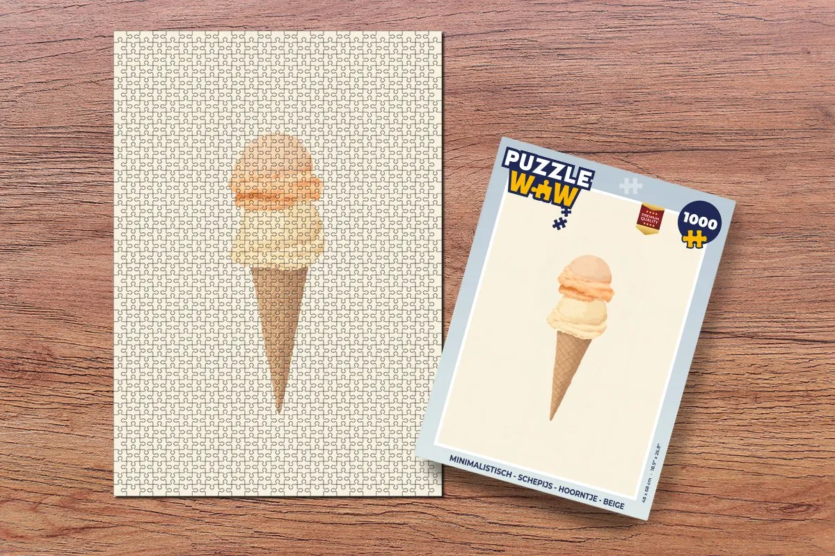 PuzzleWow Minimalistisch Schepijs Hoorntje Legpuzzel 1000 Stuks - Beige