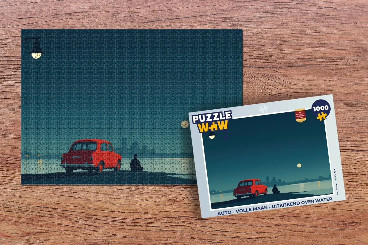 PuzzleWow Volle Maan Legpuzzel 1000 Stuks - Water/Maan
