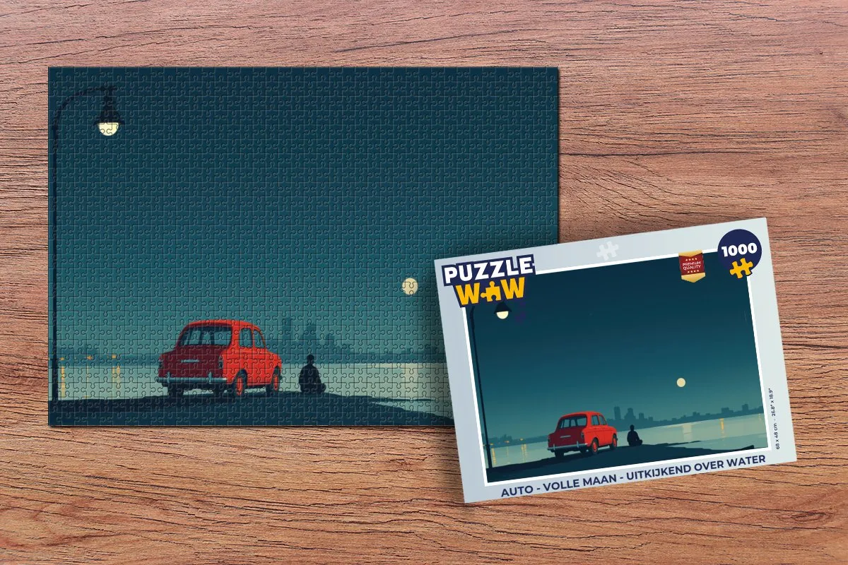 PuzzleWow Volle Maan Legpuzzel 1000 Stuks - Water/Maan