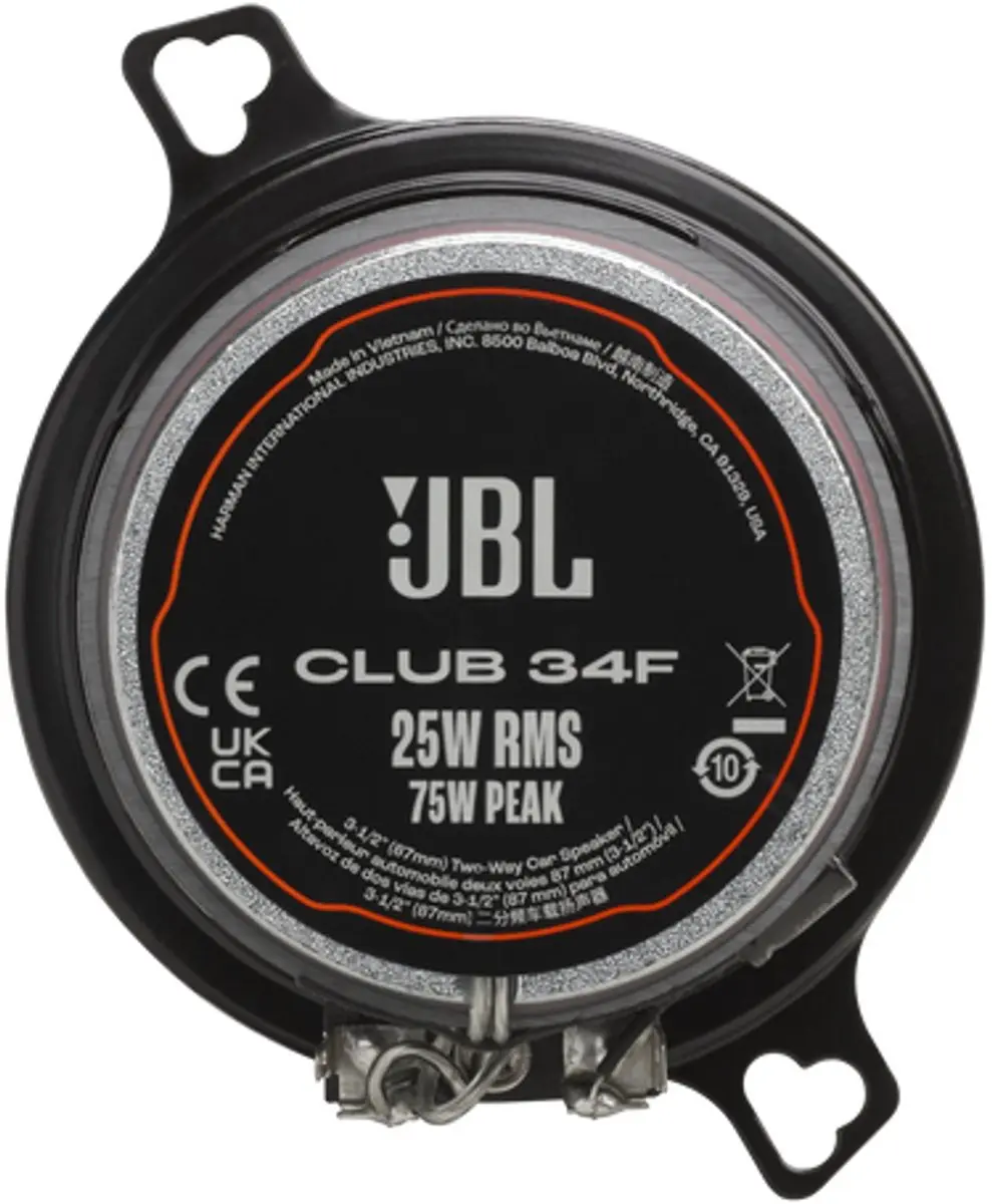 JBL Club 34F Autospeakers - 2-weg 75W Set van 2 - Zwart