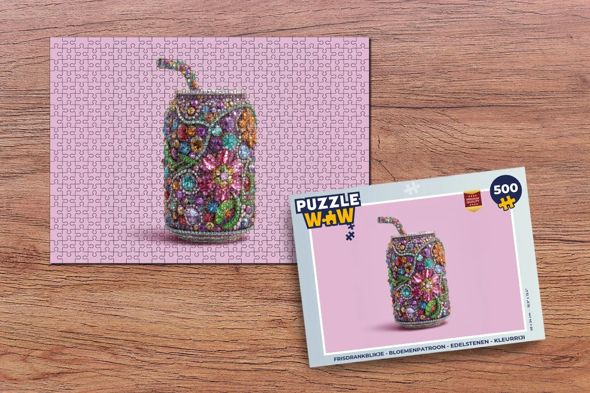 PuzzleWow Frisdrankblikje Bloemenpatroon Legpuzzel 500 Stuks - Edelstenen