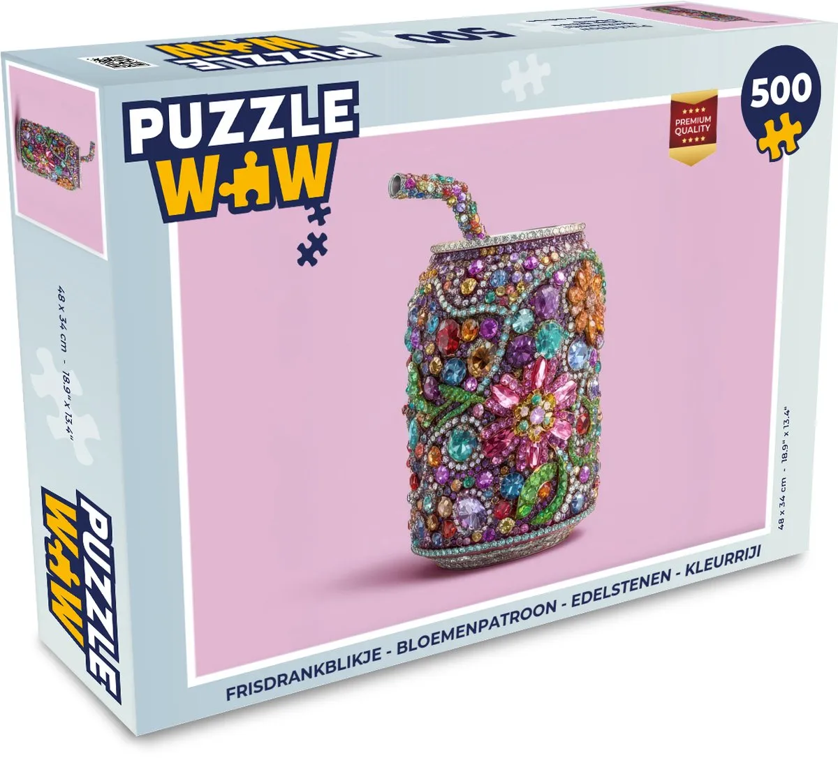 PuzzleWow Frisdrankblikje Bloemenpatroon Legpuzzel 500 Stuks - Edelstenen