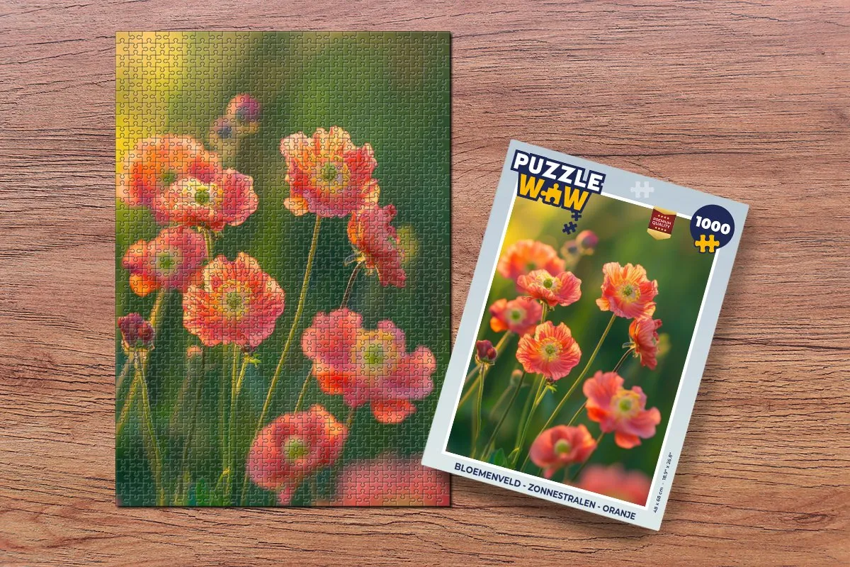 PuzzleWow Bloemenveld Legpuzzel 1000 Stuks - Oranje