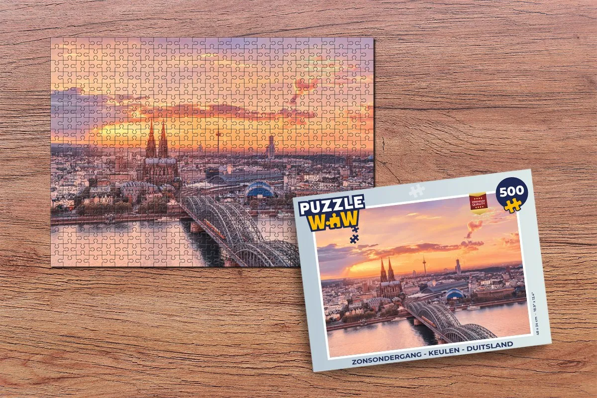 PuzzleWow Zonsondergang Keulen Legpuzzel 500 Stuks - Multicolor
