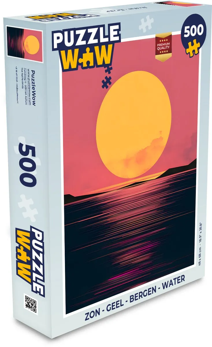 PuzzleWow Legpuzzel 500 Stuks - Zon/Bergen/Water