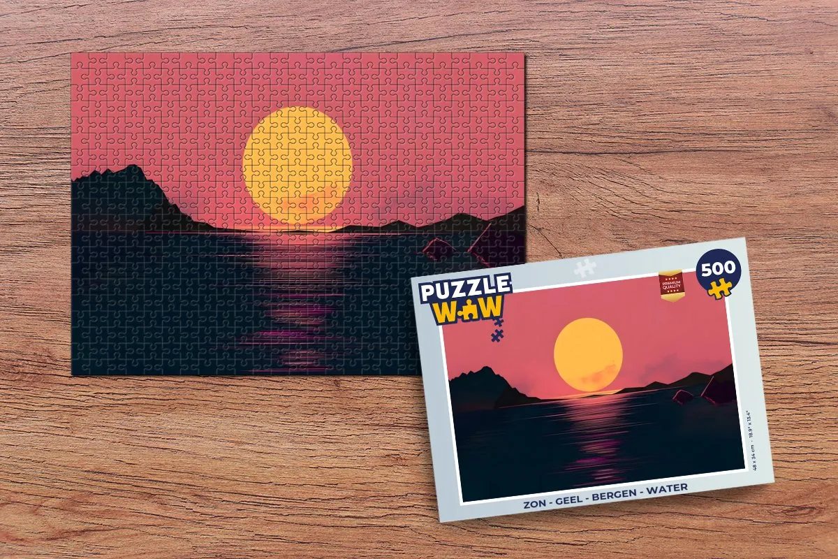 PuzzleWow Legpuzzel 500 Stuks - Zon/Bergen/Water