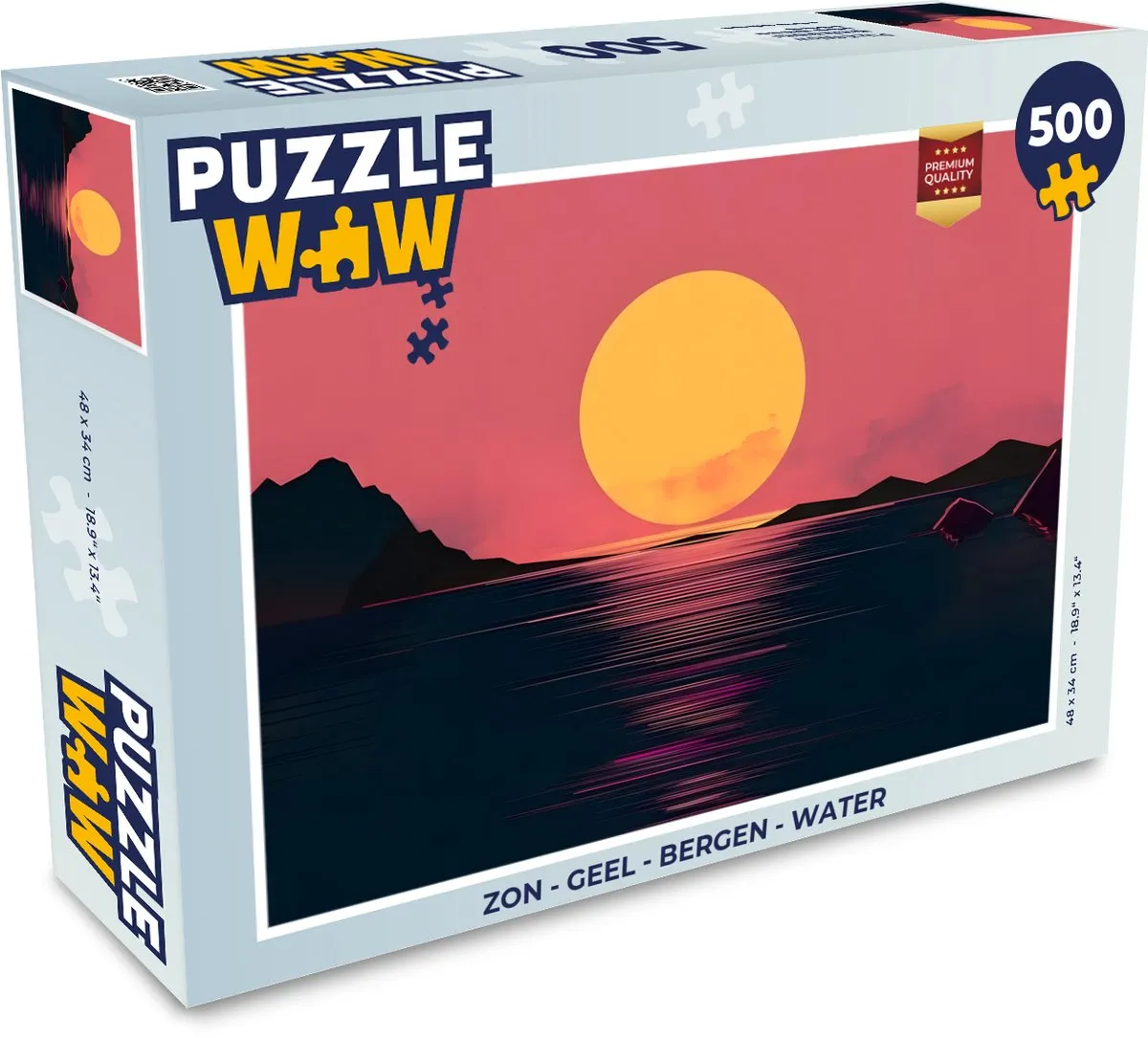 PuzzleWow Legpuzzel 500 Stuks - Zon/Bergen/Water