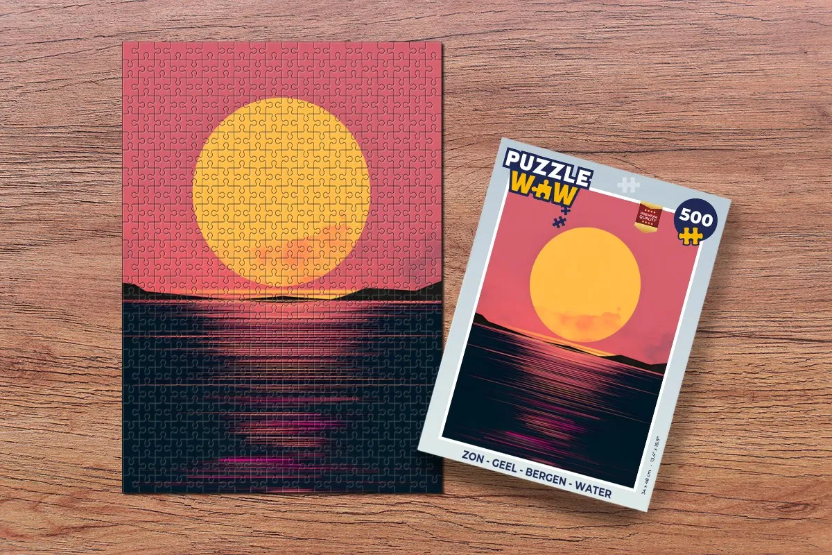 PuzzleWow Legpuzzel 500 Stuks - Zon/Bergen/Water