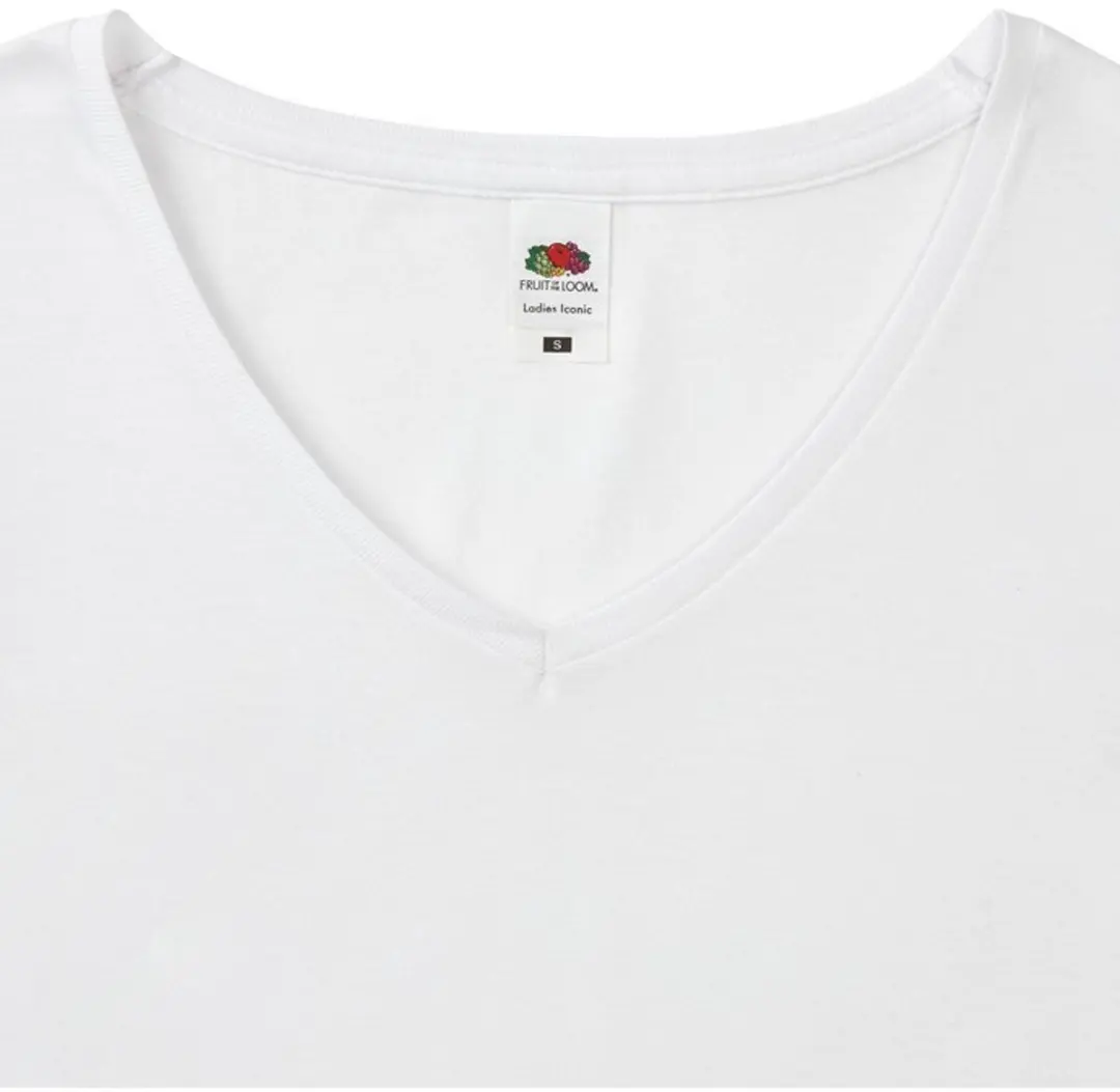 Fruit Of The Loom Dames Iconische 150 T-shirt met V-hals Blanco