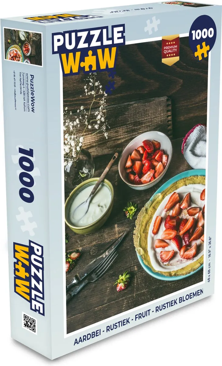 PuzzleWow Aardbei Rustiek Bloemen Legpuzzel 1000 Stuks - Multicolor