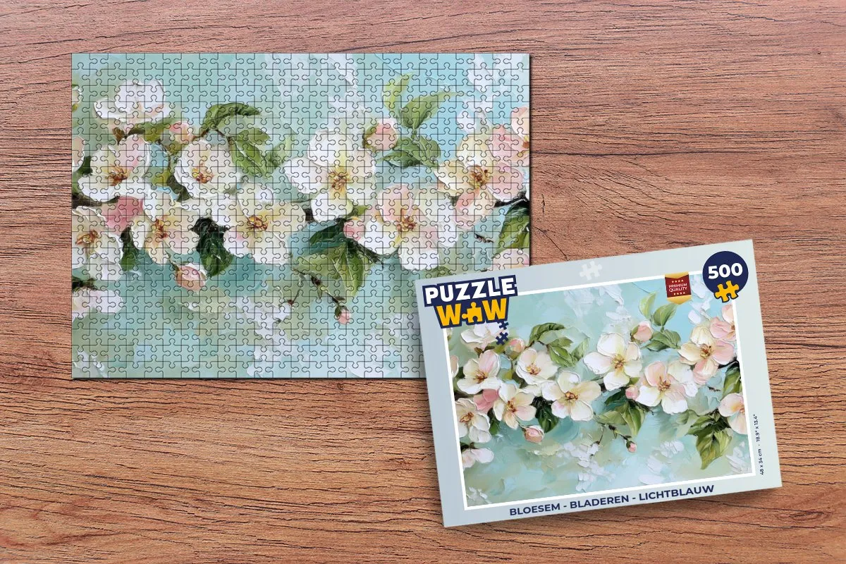 PuzzleWow Bloesem Legpuzzel 500 Stuks - Lichtblauw