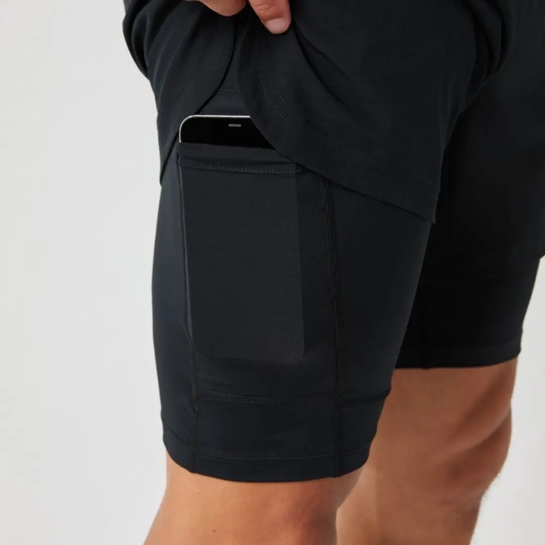 Björn Borg 2 in 1 Sportbroek Heren Hardloop Broek Met Tight - Met Zakken - Zwart - Maat L
