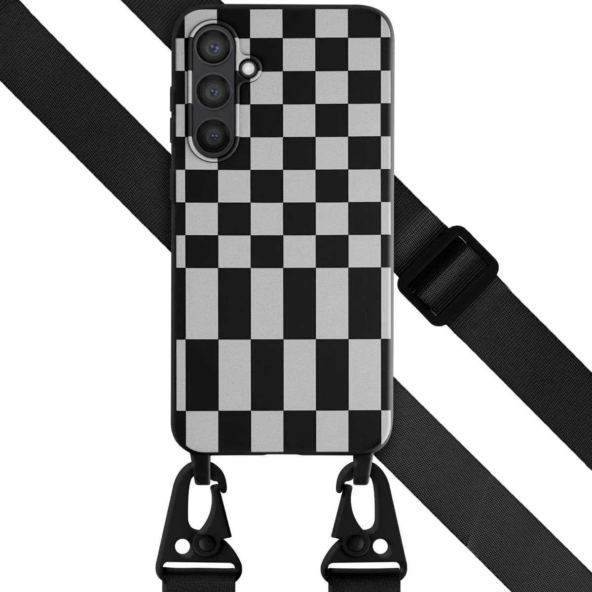 Selencia Hoesje Samsung Galaxy S23 FE - Irregular Check Black