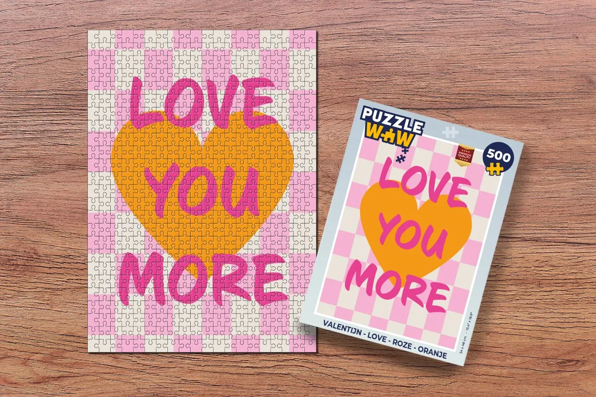 PuzzleWow Valentijn Love Puzzel 500 Stuks - Roze/Oranje