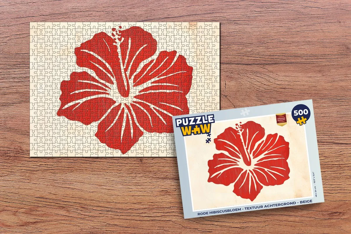 PuzzleWow Legpuzzel Rode Hibiscusbloem 500 Stuks - Beige