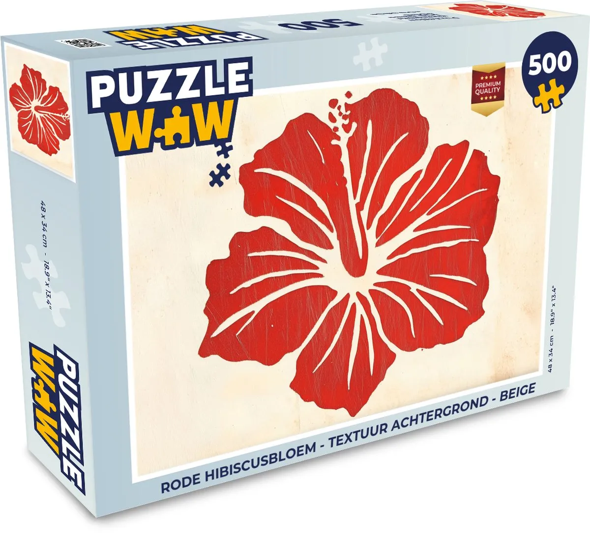 PuzzleWow Legpuzzel Rode Hibiscusbloem 500 Stuks - Beige