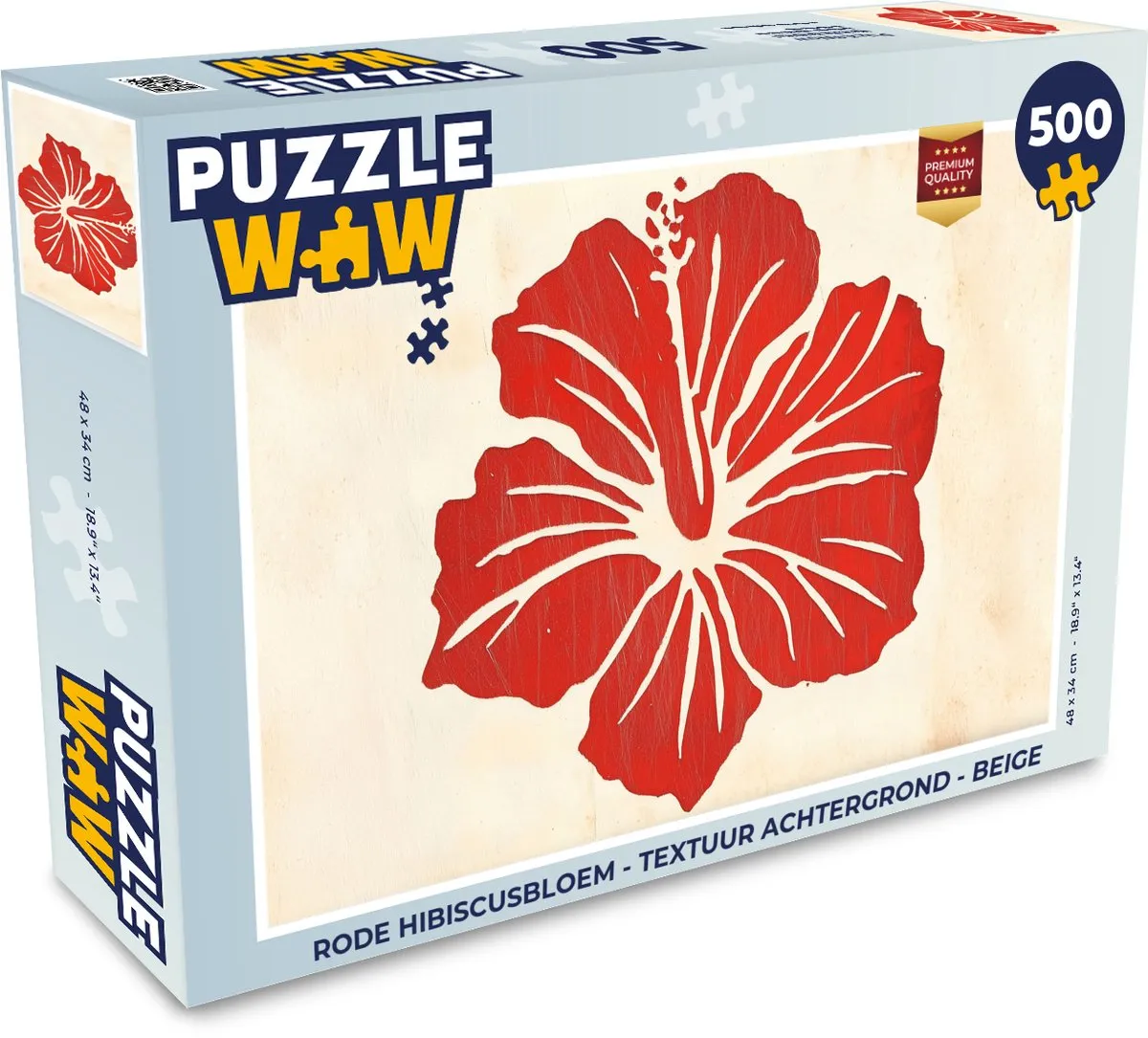 PuzzleWow Legpuzzel Rode Hibiscusbloem 500 Stuks - Beige